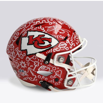 Travis Kelce Kansas City Chiefs Autographed Fanatics Authentic Riddell Speed Flex Authentic Helmet - Beckett - Art by Alex Alpert - Limited Edition #1/1 - WN55916718