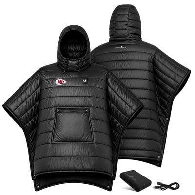 Kansas City Chiefs ActionHeat Battery Heated Poncho - Black