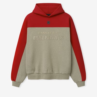 Kansas City Chiefs Fear of God x NFL Unisex 90s Relaxed Hoodie - Heather Gray/Red