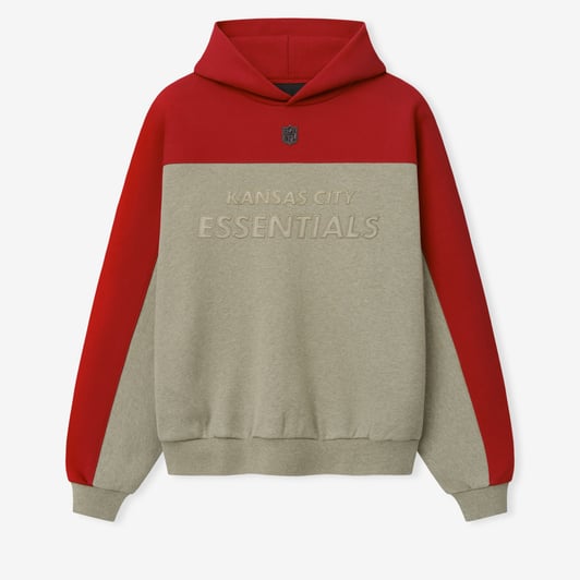 Kansas City Chiefs Fear of God x NFL Unisex 90s Relaxed Hoodie - Heather Gray/Red