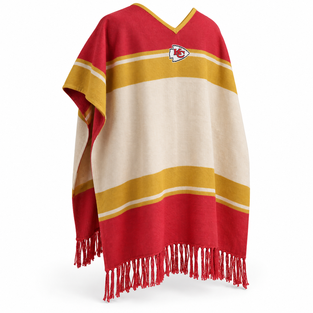 Unisex Pancho's Blanket Cream/Red Kansas City Chiefs Poncho
