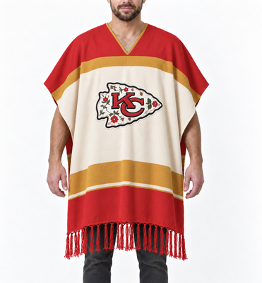 Kansas City Chiefs Pancho's Blanket Unisex Poncho - Cream/Red