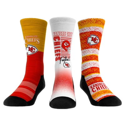 Kansas City Chiefs Rock Em Unisex Throwback Three-Pack Crew Sock Set - 