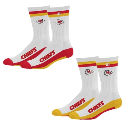  Kansas City Chiefs Starter Unisex Two-Pack Stripe Top End Crew Socks