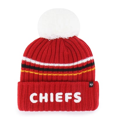  Kansas City Chiefs '47 Women's Fuzzy Script Cuffed Knit Hat with Pom - Red