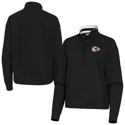 Kansas City Chiefs Antigua Women's Goddess Quarter-Zip Pullover - Black
