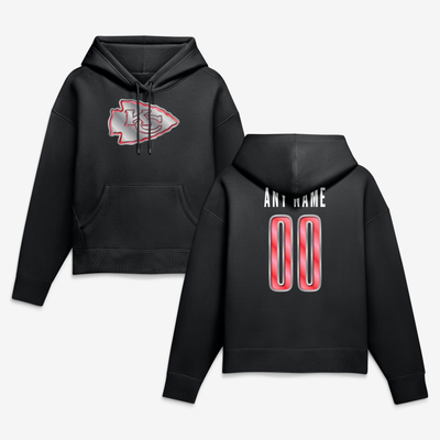 Kansas City Chiefs Women's Forged Mascot Personalized Name & Number Hoodie - Black