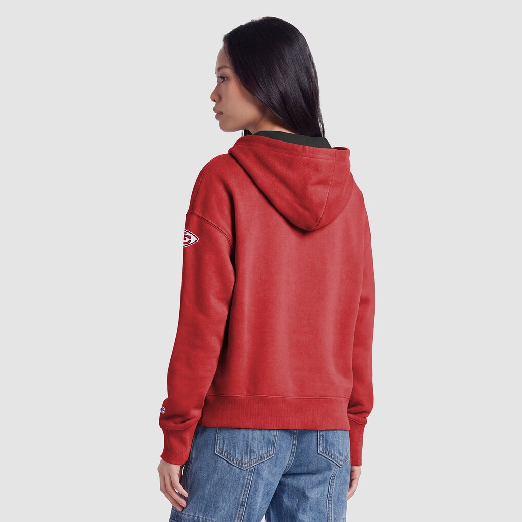 Women's Kansas City Chiefs Champion Red Contrast Liner Full-Zip Hoodie