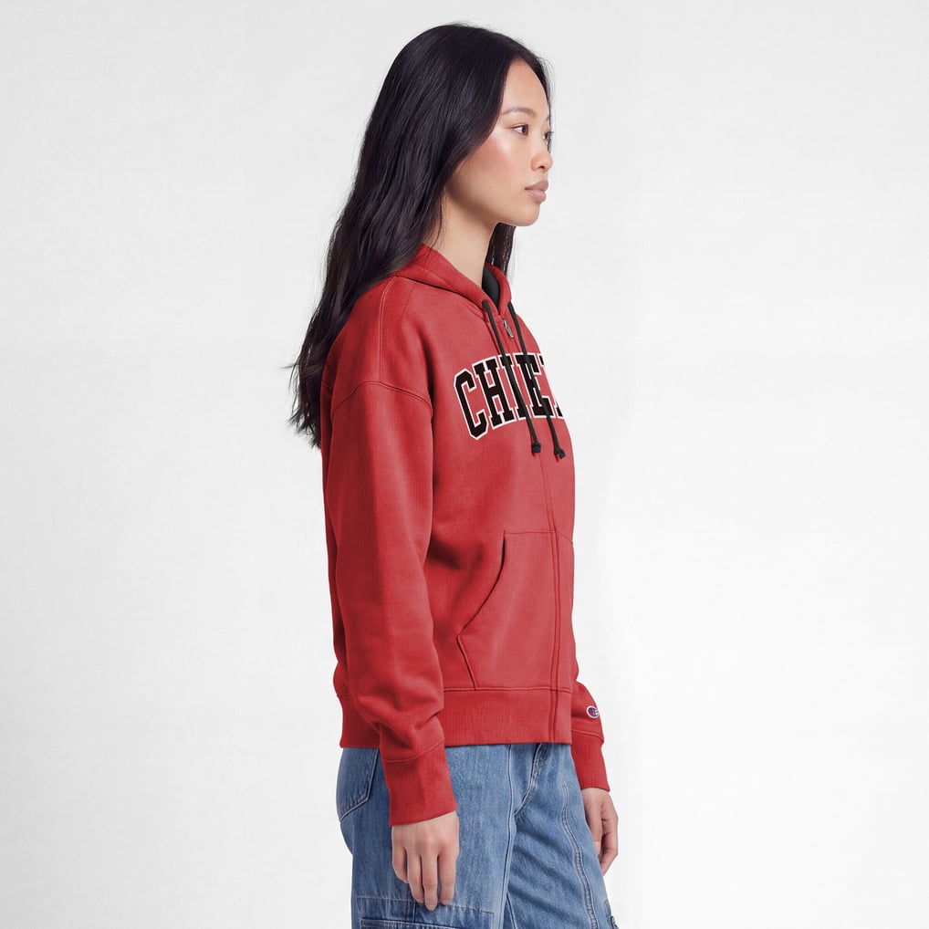 Women's Kansas City Chiefs Champion Red Contrast Liner Full-Zip Hoodie