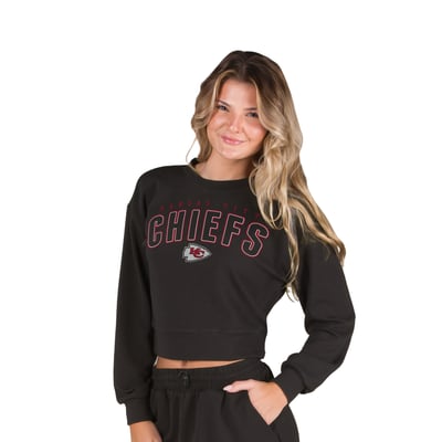  Kansas City Chiefs Concepts Sport Women's Kingston Long Sleeve Lounge Cropped Top - Black