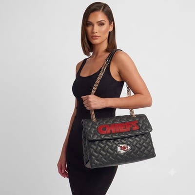 Kansas City Chiefs Cuce Women's Vegan Leather Oversized Tote Bag - Black