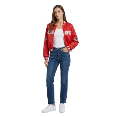 Kansas City Chiefs FABGATING by Cuce Women's Cropped Team Full-Zip Bomber Jacket - Red