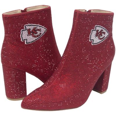  Kansas City Chiefs FABGATING by Cuce Women's Crystal Heel Booties - Red