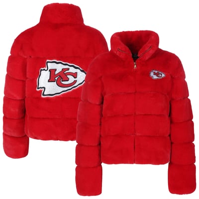  Kansas City Chiefs FABGATING by Cuce Women's Faux Fur Full-Zip Coat - Red