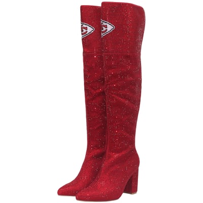  Kansas City Chiefs FABGATING by Cuce Women's Team Color Crystal Over-The-Knee Boots - Red