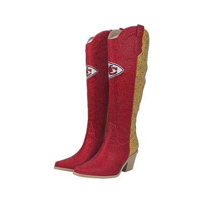 Kansas City Chiefs FABGATING by Cuce Women's Two-Tone Crystal Cowboy Boot - Red