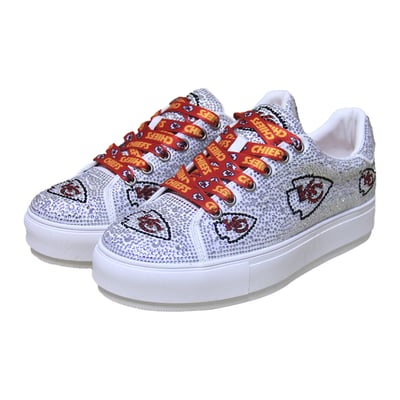  Kansas City Chiefs FABGATING by Cuce Women's Crystal Team Logo Sneakers - White