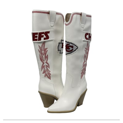  Kansas City Chiefs FABGATING by Cuce Women's Knee High Cowboy Boots - White