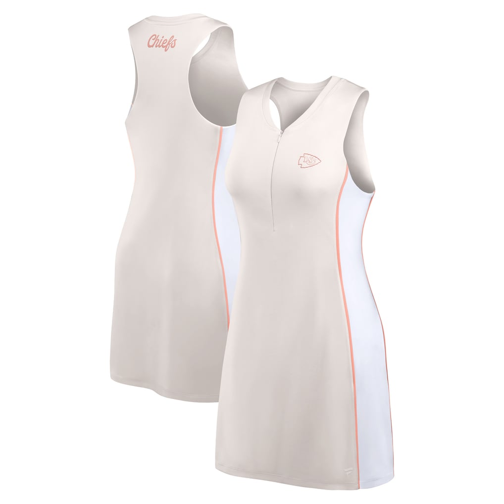 chiefs dresses for ladies Women's Kansas City Fanatics Cream Studio Boost Athletic Half-Zip Dress ProductID: 115001