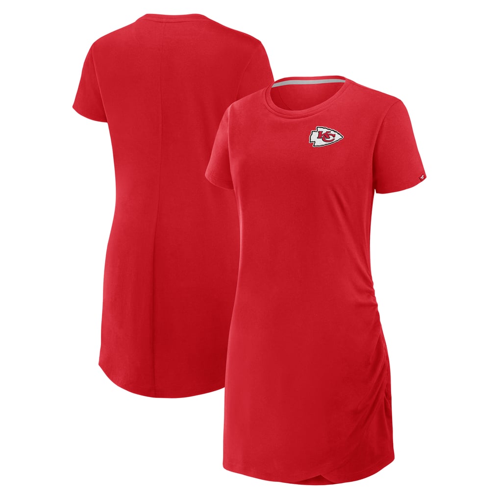 chiefs dresses for ladies Women's Fanatics Red Kansas City Ruched Drape T-Shirt Dress Size: Extra Small ProductID: 115001