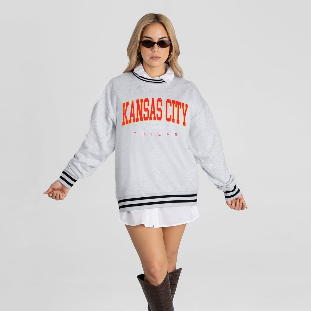 Women's Gameday Couture Ash Kansas City Chiefs Oversized Easy Energy ...