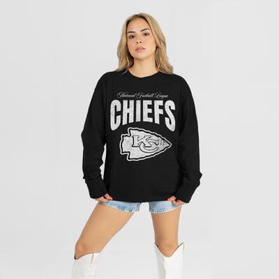 Kansas City Chiefs Gameday Couture Women's Bold Ambition Oversized Long Sleeve T-Shirt - Black