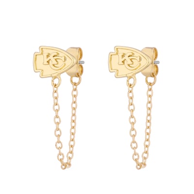 Kansas City Chiefs LUV AJ Women's Chain Link Logo Stud Earrings - Gold