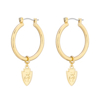  Kansas City Chiefs LUV AJ Women's XL Logo Charm Hoop Earrings - Gold
