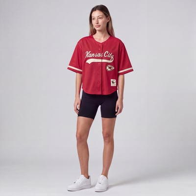 Kansas City Chiefs Mitchell & Ness Women's Retro Roots Baseball Jersey - Red