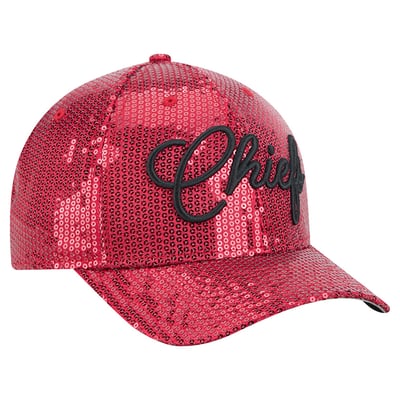 Kansas City Chiefs New Era Women's Sequin Script 9FORTY Adjustable Hat - Red