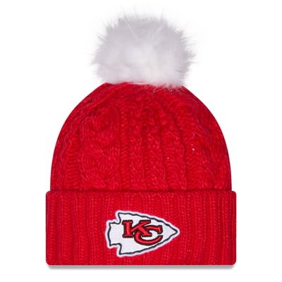 Kansas City Chiefs New Era Women's Single Knit Hat with Pom - Red