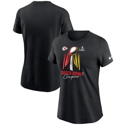  Kansas City Chiefs Nike Women's Super Bowl LVIII Champions Lombardi Trophy T-Shirt - Black