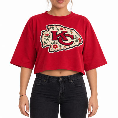 Kansas City Chiefs Pancho's Blanket Women's Crop Top T-Shirt - Red