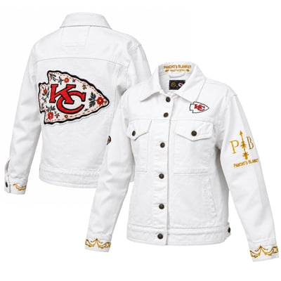 Kansas City Chiefs Pancho's Blanket Women's Denim Full-Button Jacket - White