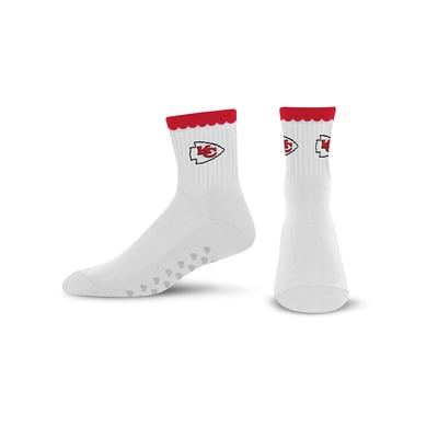  Kansas City Chiefs PRO Compression Women's Heartshape Grippers Yoga-Pilates Quarter Socks - White