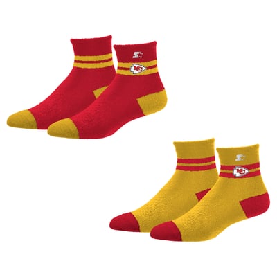 Kansas City Chiefs Starter Women's Cozy Cuff Stripes Quarter-Length Plush Socks