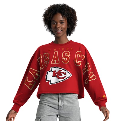 Kansas City Chiefs Starter Women's Bleachers Cropped Sweatshirt - Red