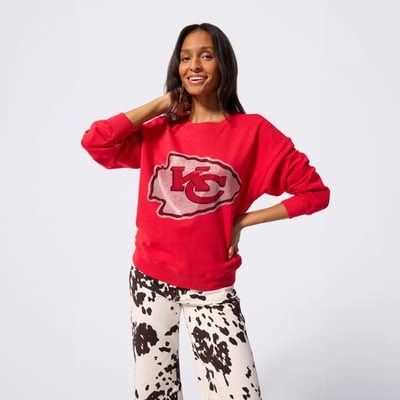  Kansas City Chiefs Terez Women's Gemstone Logo Crew - Red
