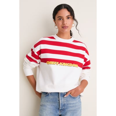 Kansas City Chiefs Tuckernuck Women's Stripe Sweatshirt - White/Red