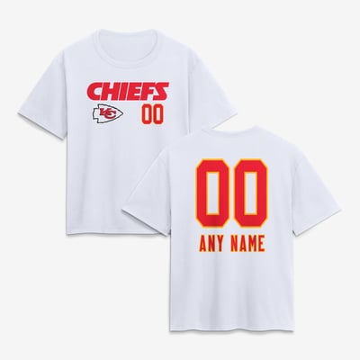 Kansas City Chiefs Women's Touchdown Wordmark Personalized Name & Number T-Shirt - White