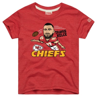 Travis Kelce Kansas City Chiefs Homage Youth Caricature T-Shirt - Red