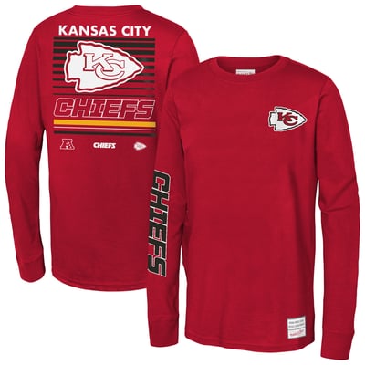 Kansas City Chiefs Mitchell & Ness Youth Triple Play Long Sleeve T-Shirt - Red