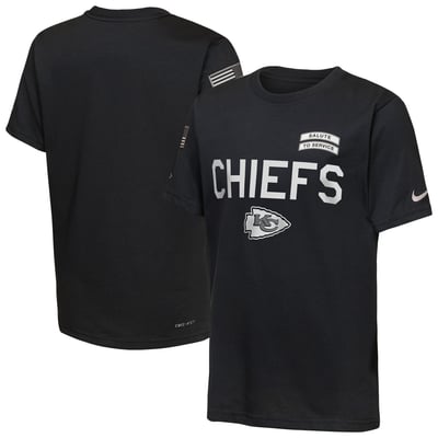  Kansas City Chiefs Nike Youth 2026 Salute to Service Sideline Dri-FIT T-Shirt  - Black