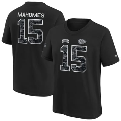 Patrick Mahomes Kansas City Chiefs Nike Youth 2026 Salute to Service Name & Number T-Shirt  - Black