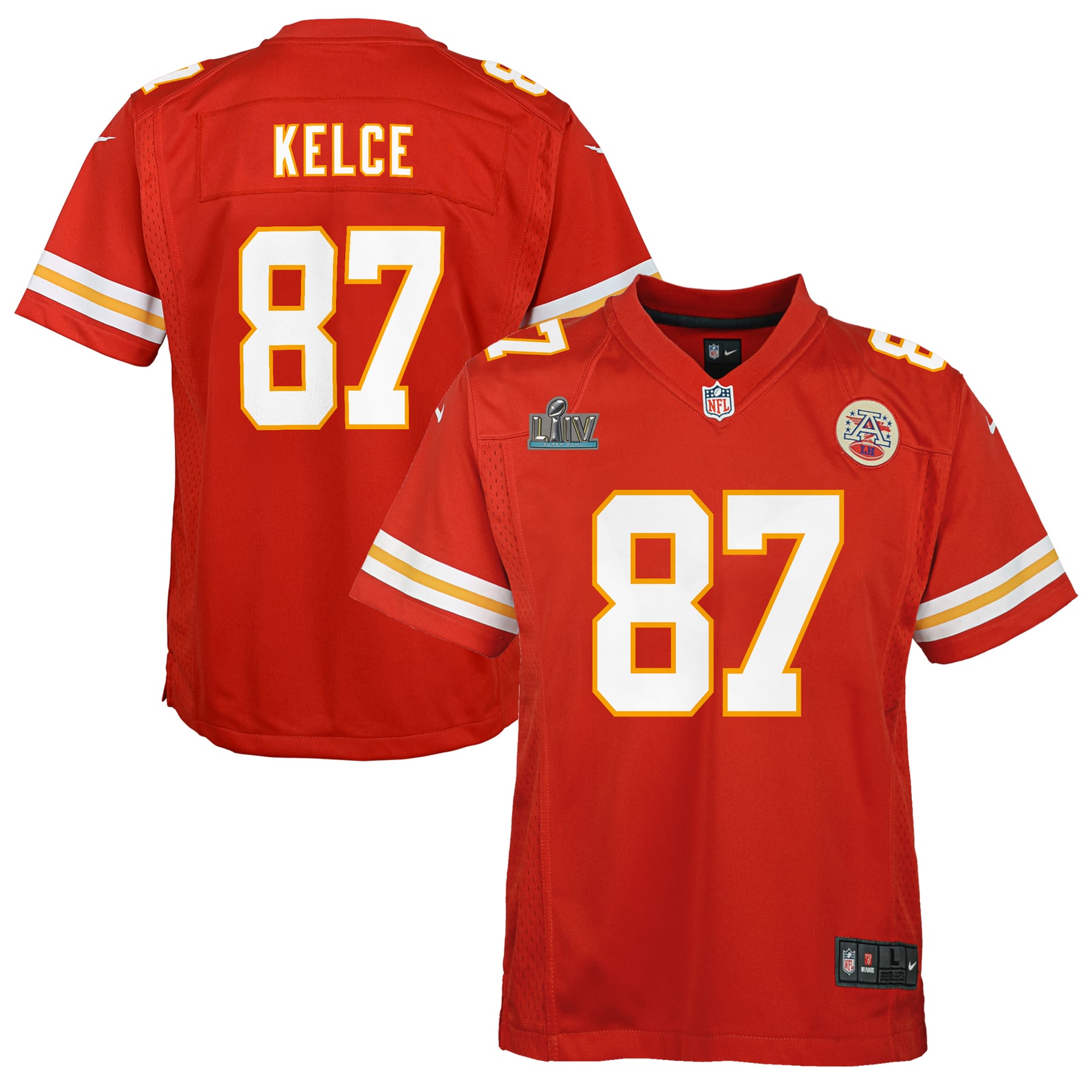 Youth Nike Travis Kelce Red Kansas City Chiefs Super Bowl LIV Game