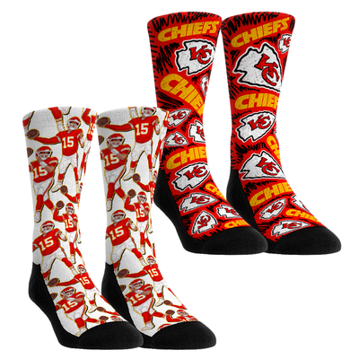 Patrick Mahomes Kansas City Chiefs Rock Em Youth 2-Pack No Look Pass Crew Socks Set