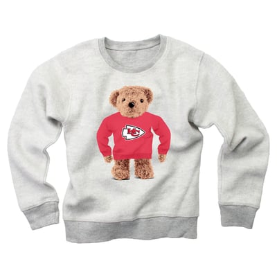 Kansas City Chiefs Wes & Willy Youth Reverse Fleece Teddy Bear Sweatshirt - Gray