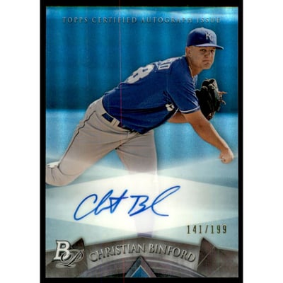 2014 Bowman Platinum Prospect Autographs Blue Refractors #APCB Christian Binford