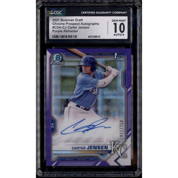 2021 Bowman Chrome Draft Purple Refractor #CDA-CJ Carter Jensen RC 