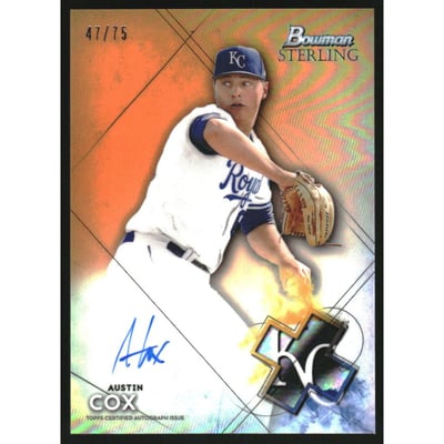 2021 Bowman Sterling Prospect Autographs Orange Refractors #BSPAAC Austin Cox